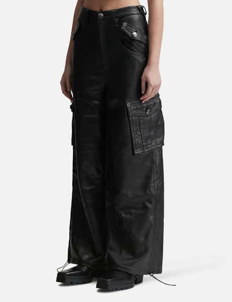 LEATHER CARGO PANTS view 7