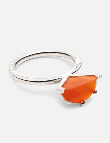 Half Cut Carnelian Ring In Silver view 9