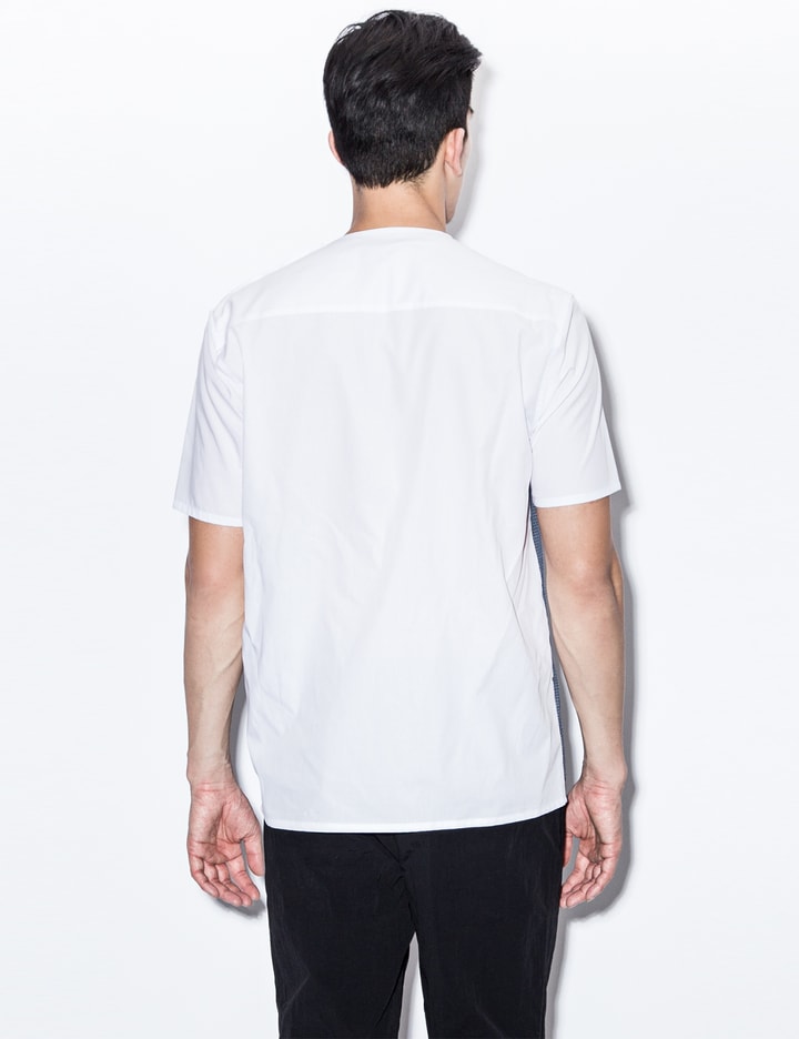 White/Blue T-Shirt with Buttons on Shoulders Placeholder Image