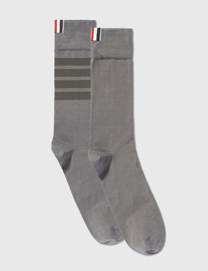 Thom Browne Cotton 4-bar Mid-calf Socks In Gray