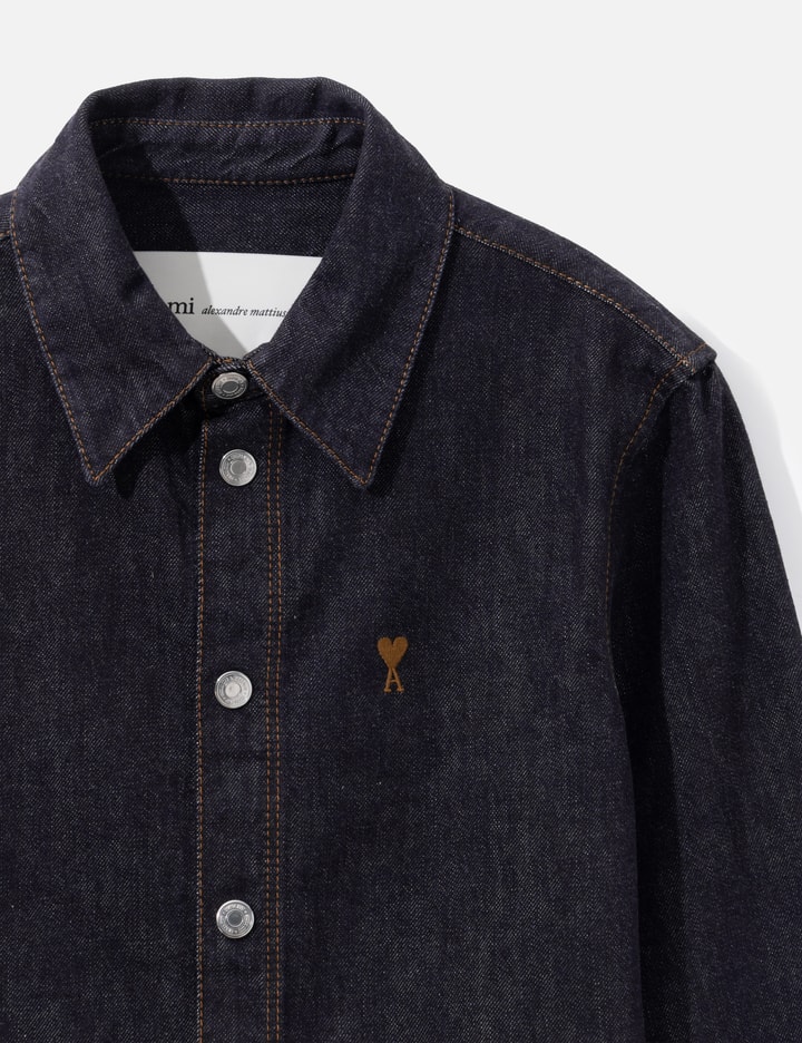 Ami Blue Cotton Denim Shirt Dress With Ami De Coeur