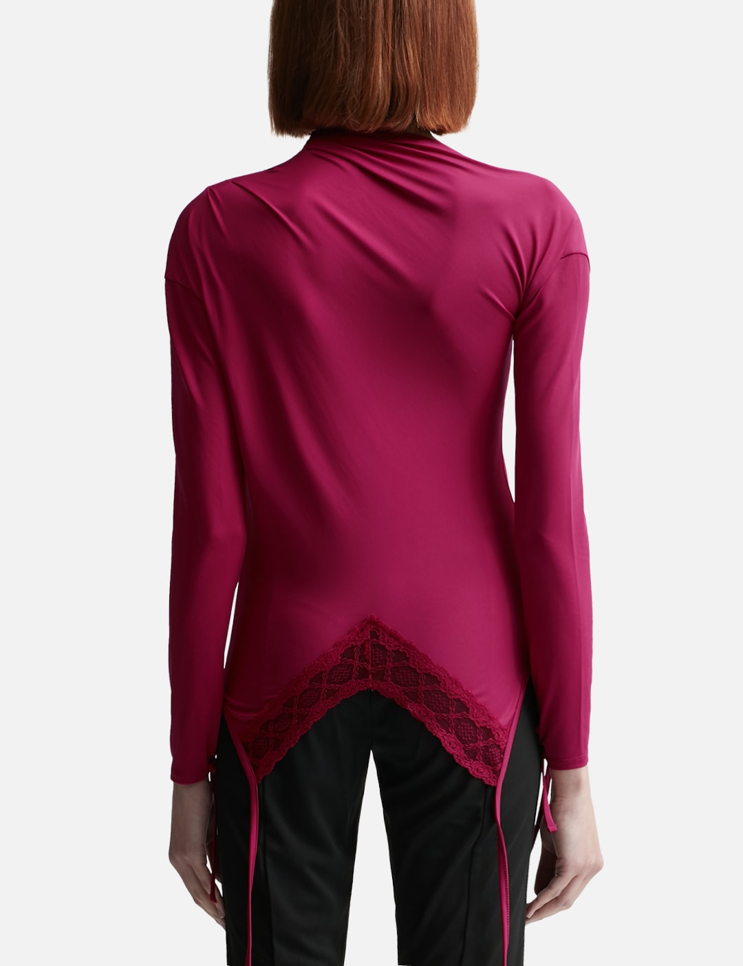 RED ASYMMETRY NECK JERSEY TOP view 15