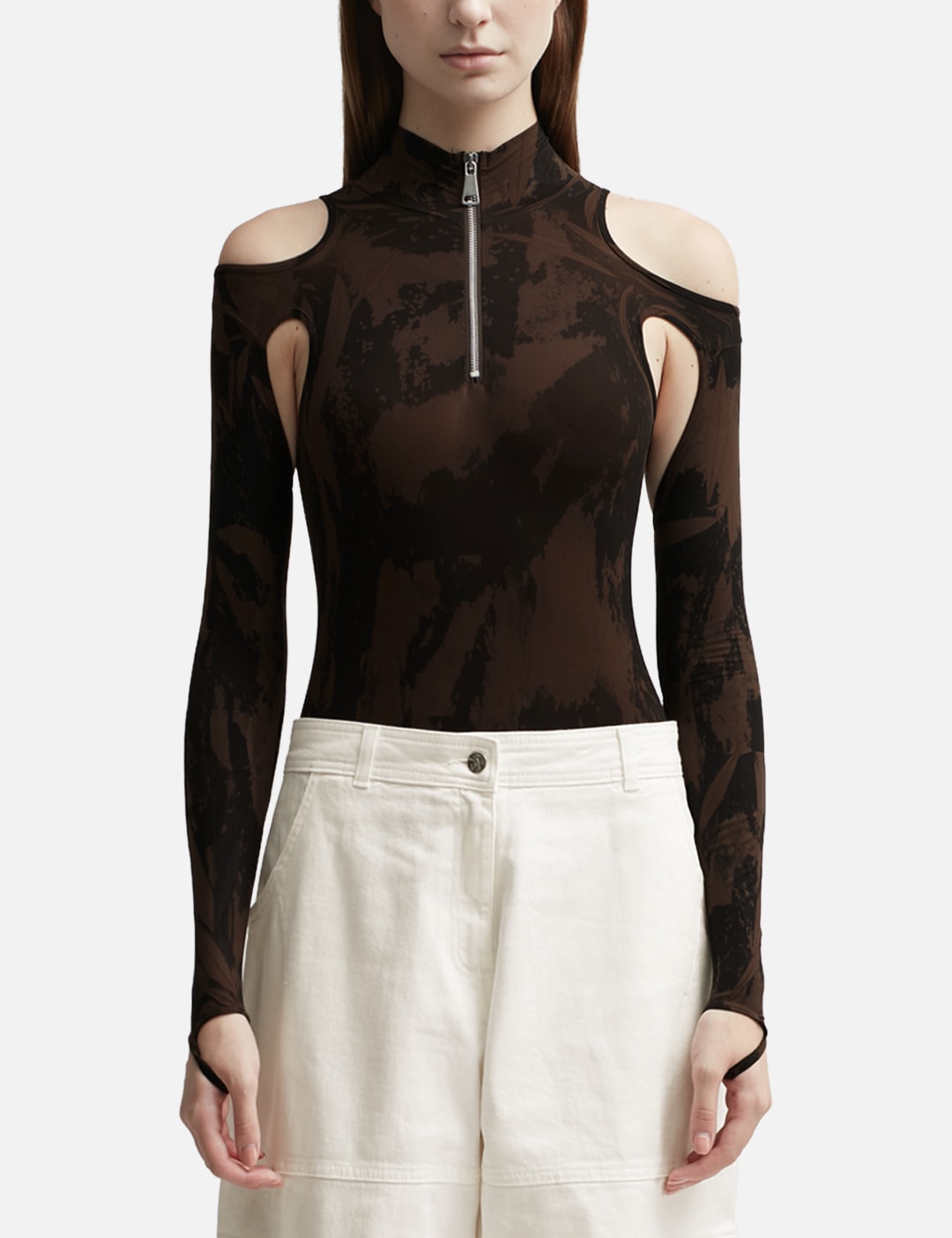 CUT-OUT PRINTED SCULPTING BODYSUIT view 16