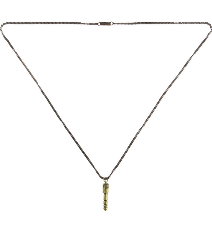 Gold Headphone Jack Pendant Medium Cut Chain Necklace Placeholder Image