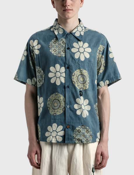 Men's Vintage Hawaiian Shirt in Indigo Blossom