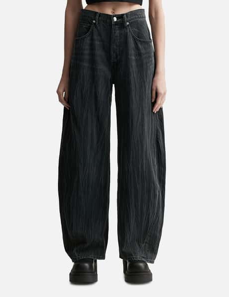 T By Alexander Wang Oversized Rounded Low Rise Jeans In Crease Effect