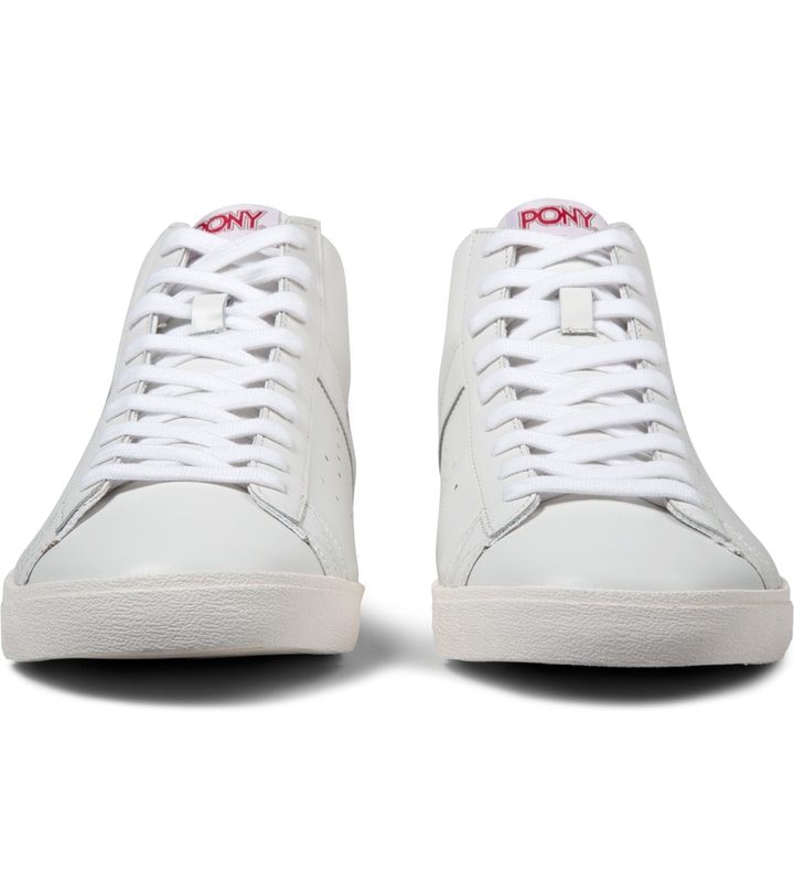 White/White Perf Topstar Hi Leather Sneakers Placeholder Image