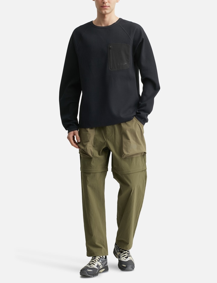 Purple Mountain Observatory Waffle Long Sleeves T-shirt In Black