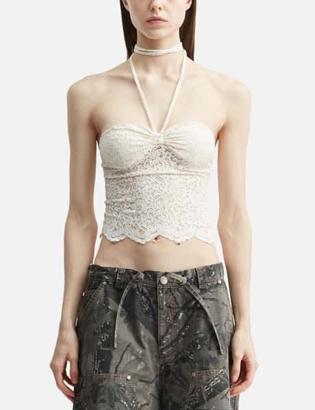 White Lace Halter Neck Top view 10