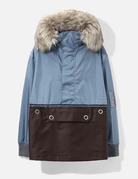 Marni Nylon Half-Zip Jacket With Fur Collar