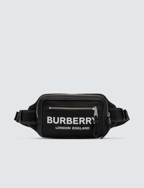 Burberry Bum Bag Logo Print Medium White in Nylon with Black - US