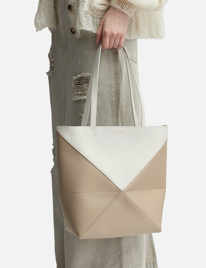 Shop Loewe Puzzle Fold Tote In White