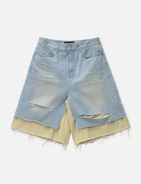 PROJECT G/R Layered Skirt Denim Carpenter Shorts