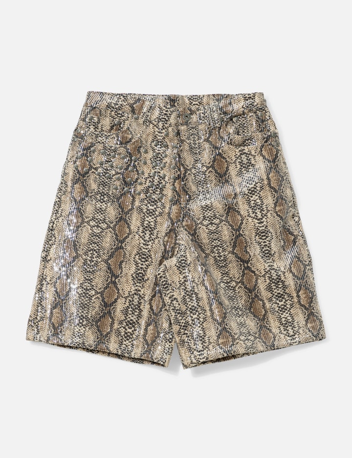 Thought We Friends Sequined Studded Jorts
