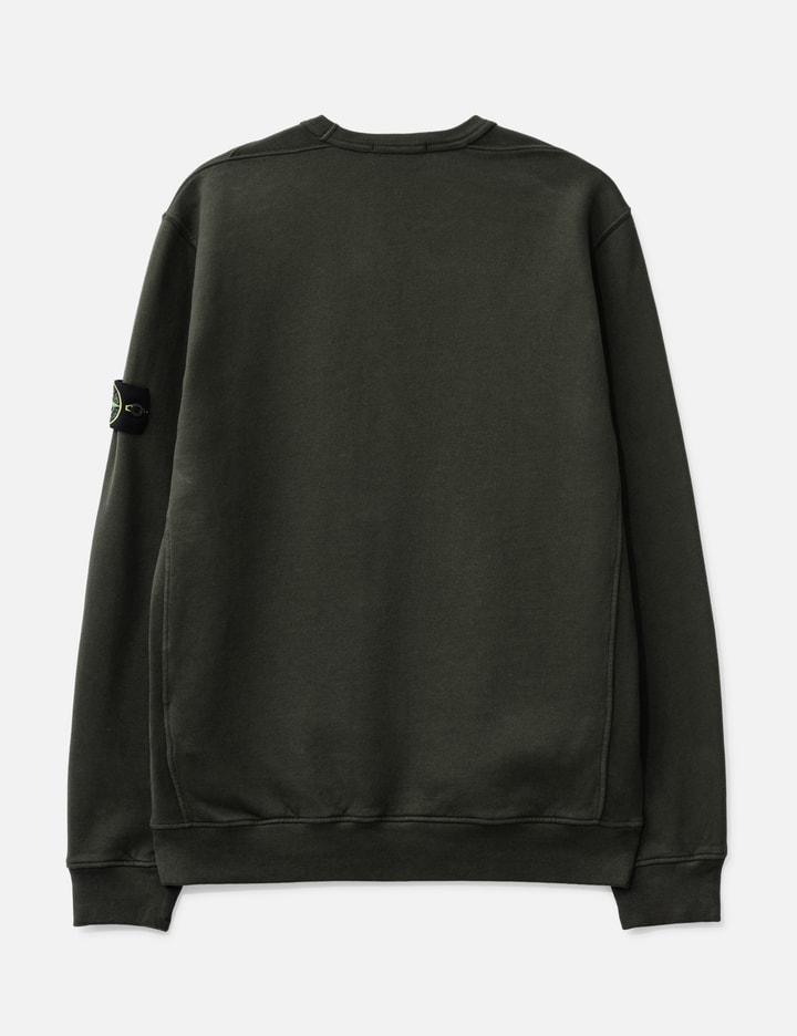Stone Island Brushed Organic Cotton Fleece Sweatshirt With Ribbed Inserts In Green