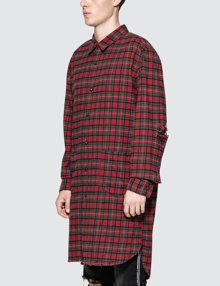 Distressed Flannel Long Shirt Placeholder Image