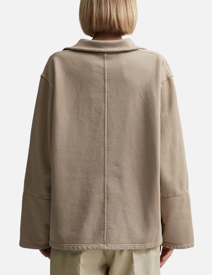Shop Prada Turtleneck Cotton Fleece Blouson Jacket In Beige