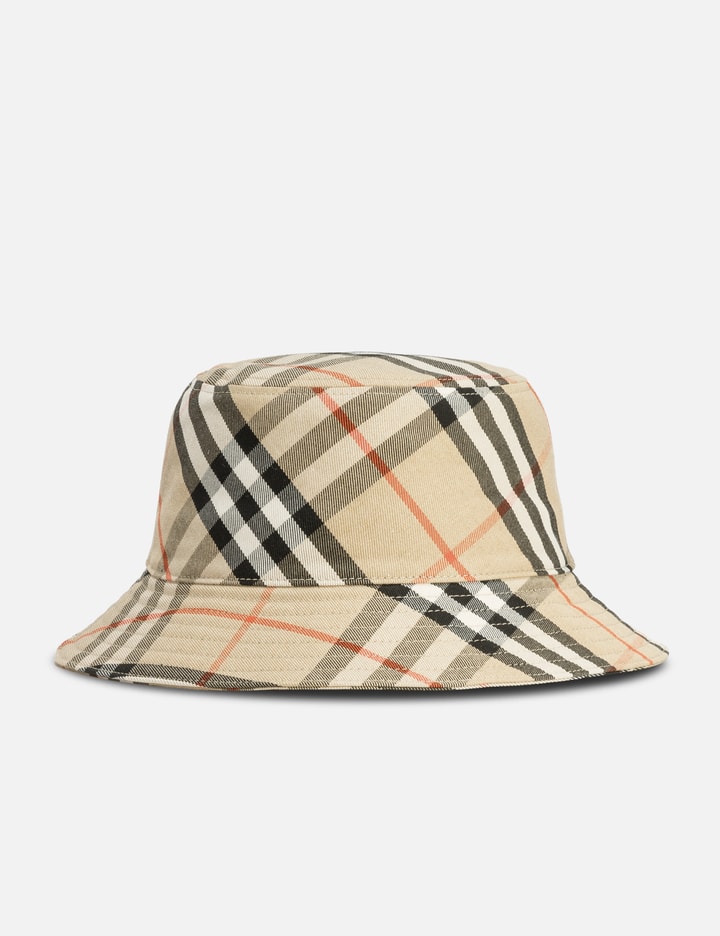 Shop Burberry Check Cotton Blend Bucket Hat In Multicolor