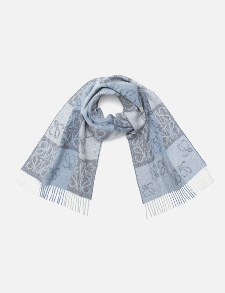 Loewe Checkerboard Scarf In Blue