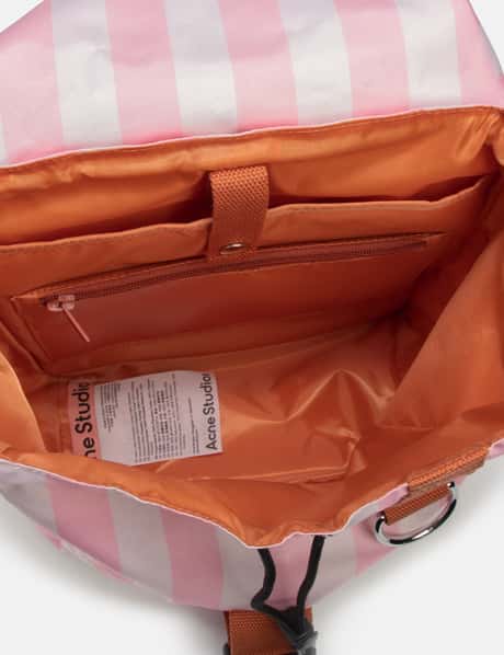 Acne Studios Backpack Logo-Print Nackpack in Pink Striped Acne Studios logo-print striped backpack | REVERSIBLE main image 4