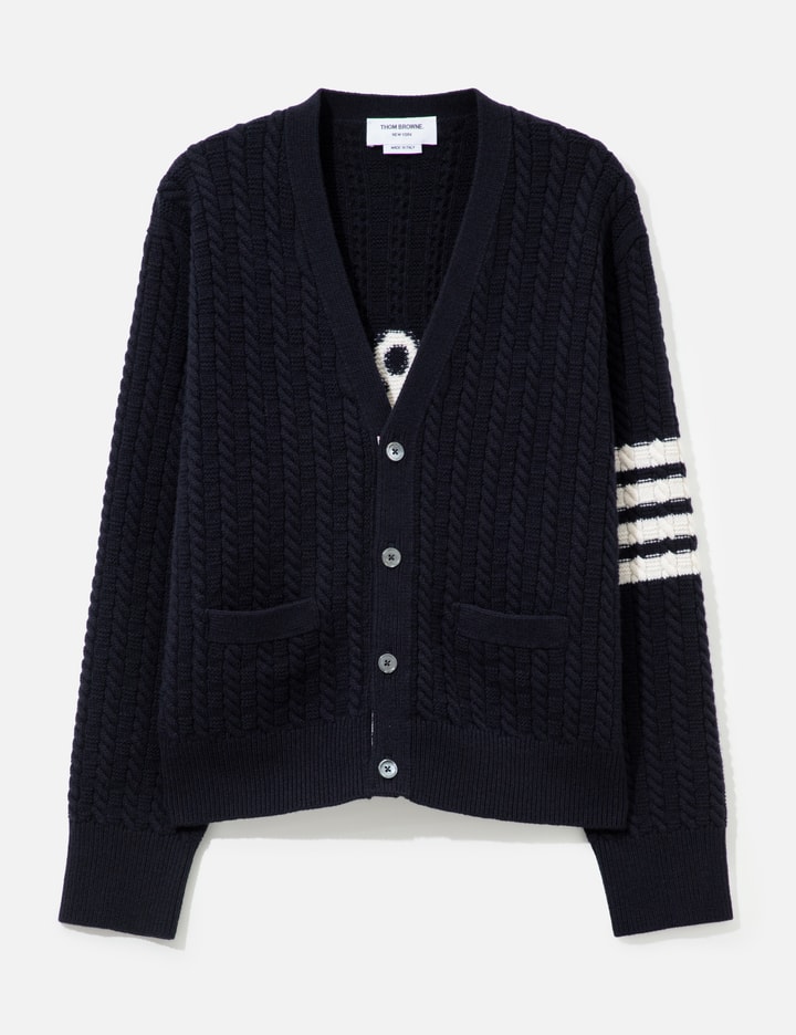 Thom Browne Relaxed Cable Stitch 4-Bar Cardigan