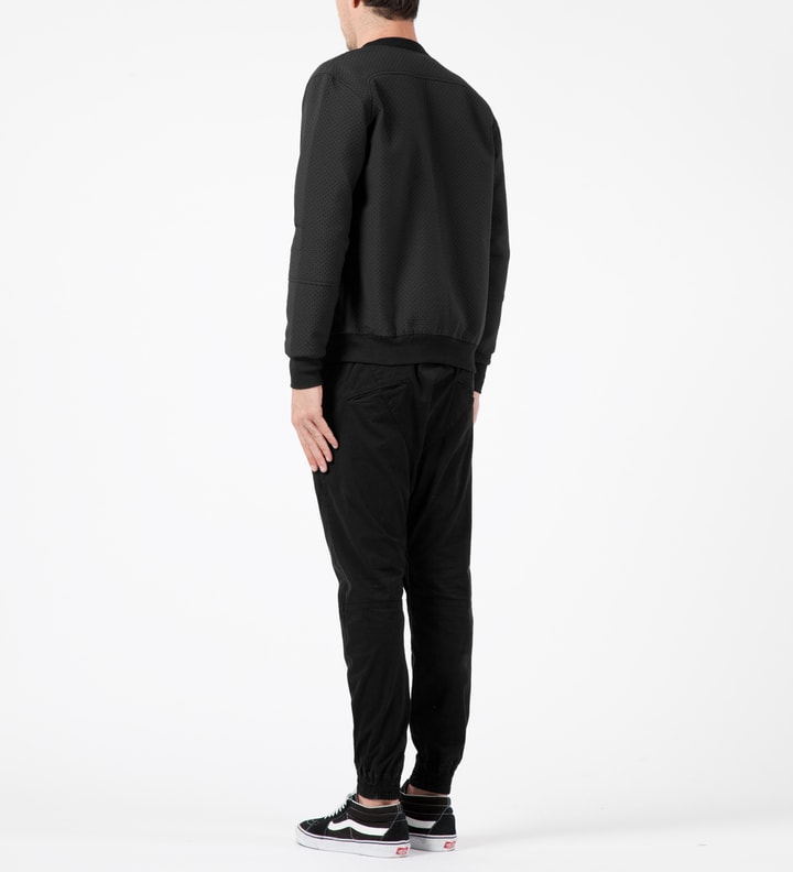 Black Perforated Neoprene Bomber Jacket Placeholder Image