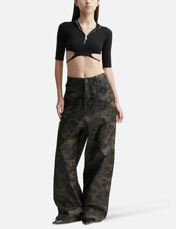 Thought We Friends "Lucius" Embroidered Waxed Baggy Denims