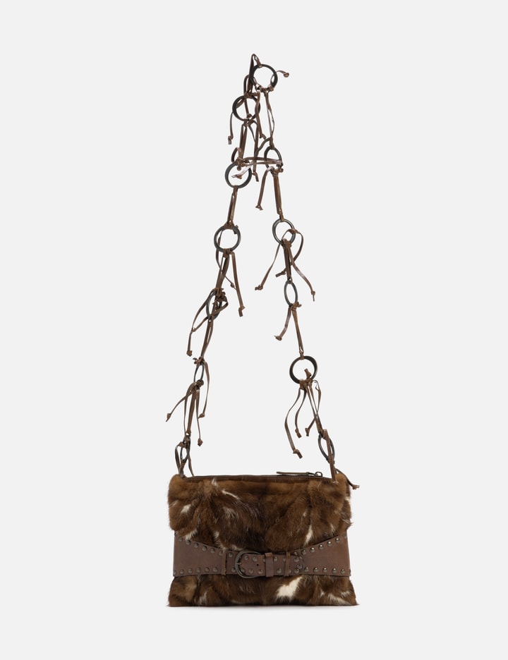 Marni Fur Studded Belt Shoulder Bag