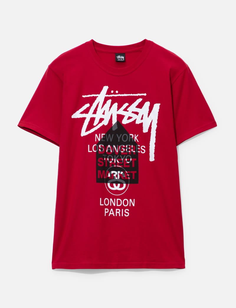red stussy t shirt
