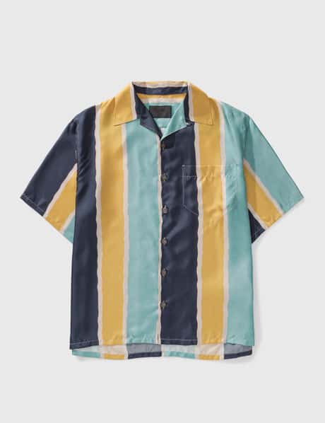 Prada 숏 슬리브 프린트 실크 트윌 셔츠