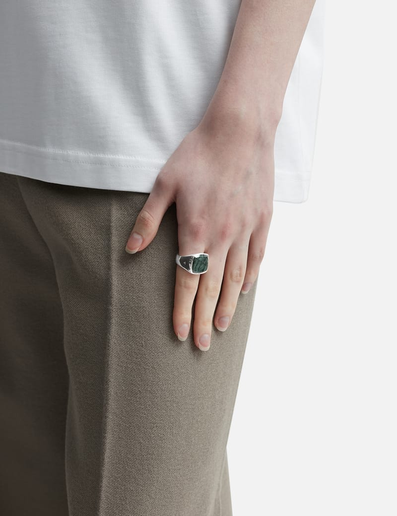 TOM WOOD　Cushion GRN Marble リング　60 TOMWOOD Cushion Green Marble Ring&frasl;SV925&frasl;Size 8-8.5&frasl;Color Stone&frasl;GRN