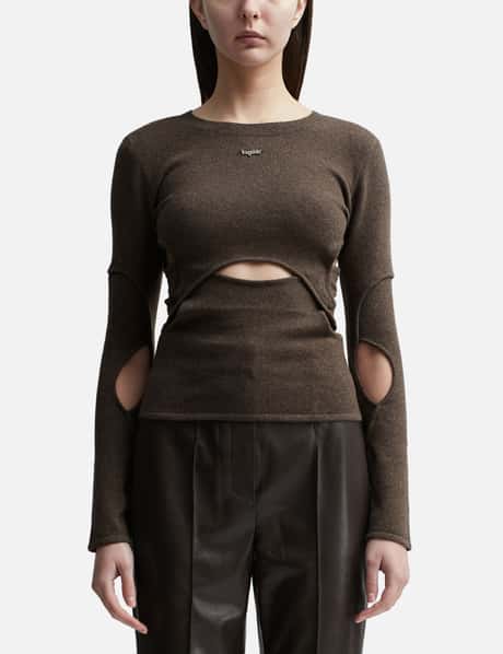 Lesugiatelier CUT-OUT WOOL AND CASHMERE BLEND TOP