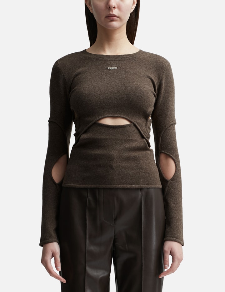CUT-OUT WOOL AND CASHMERE BLEND TOP