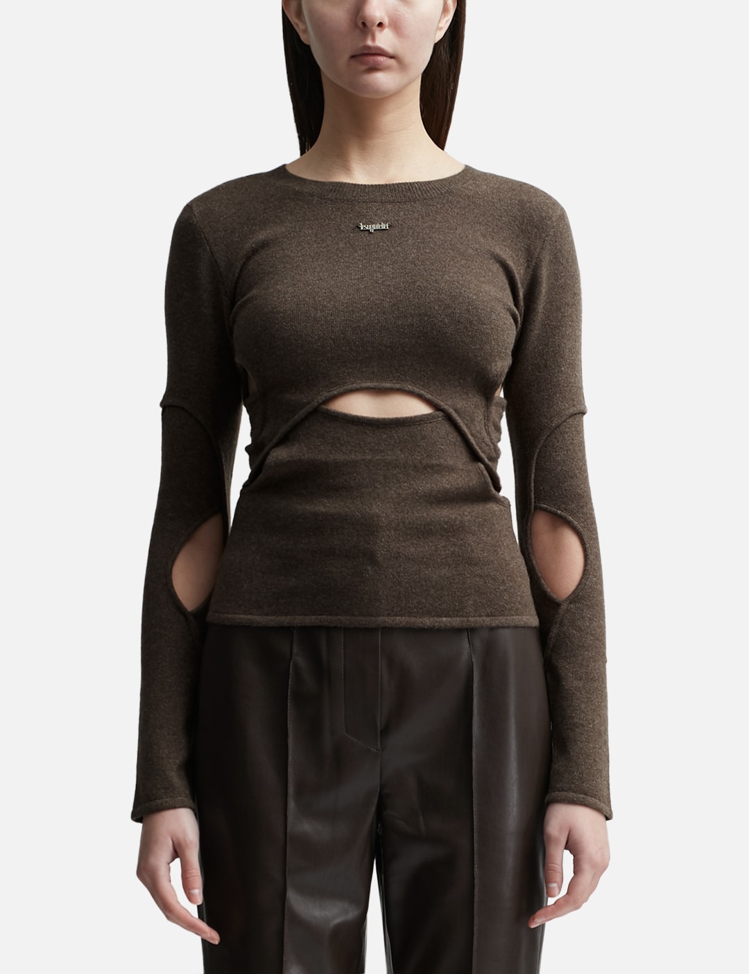 CUT-OUT WOOL AND CASHMERE BLEND TOP view 6