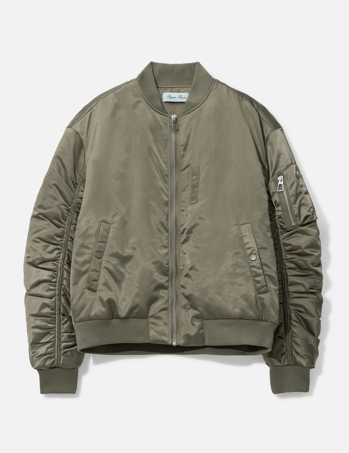 Puppet Theater Ruched Bomber In Green