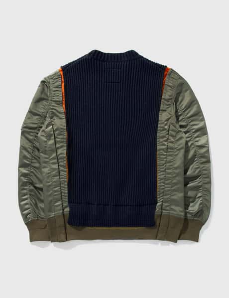 Sacai - ナイロン ツイル ミックス ニット プルオーバー | HBX 