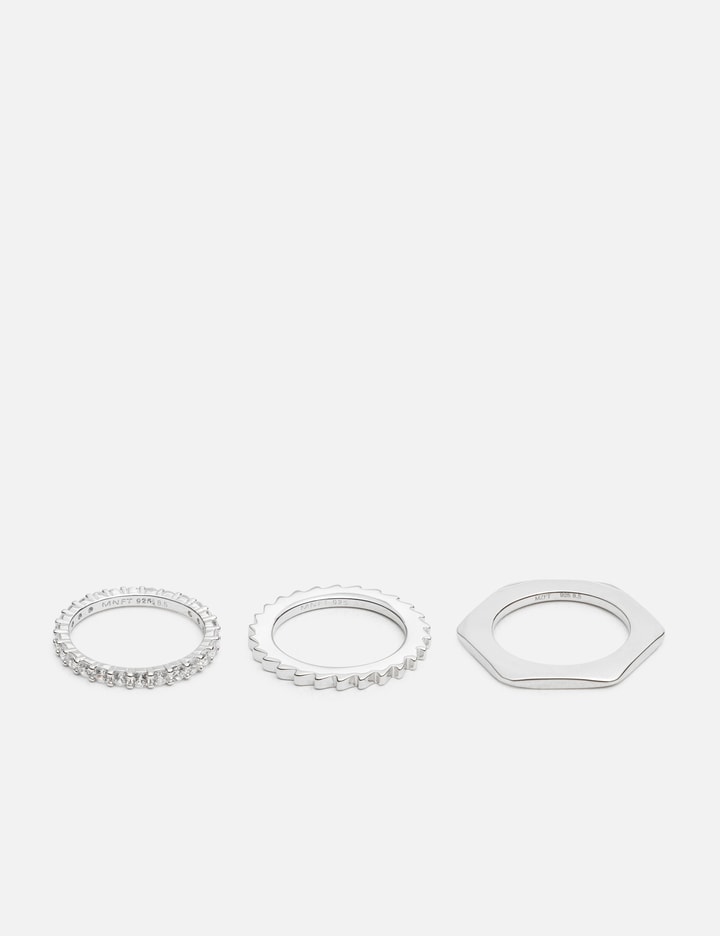 Hex-nut gear eternity rings set of 3 Placeholder Image