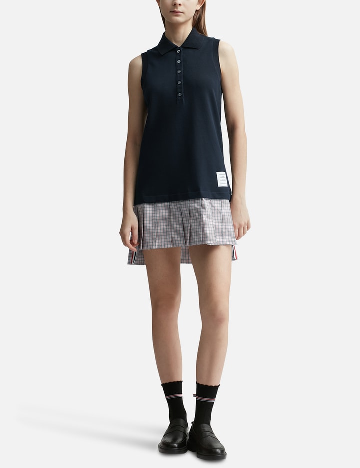 Shop Thom Browne Polo Mini Dress With Pleated Skirt In Blue