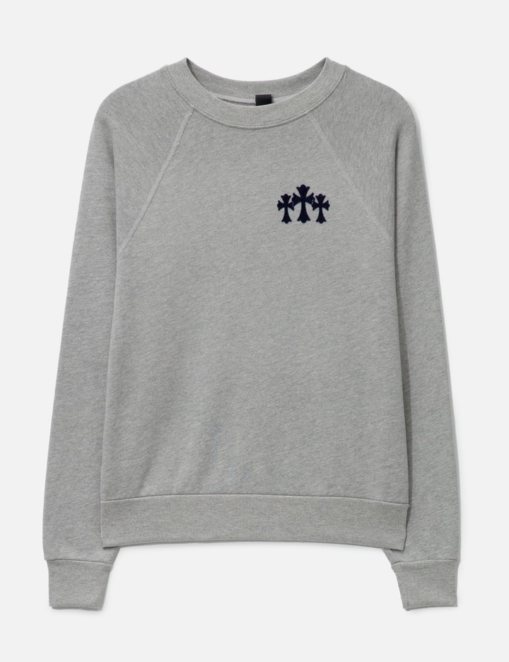Chrome Hearts Cemetery Cross Crewneck Sweatshirt In Gray