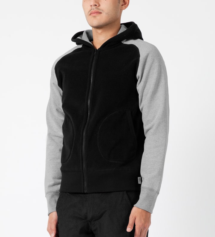 Black/Heather Grey RC-3266 Polartec L/S Zip Front Hoodie Placeholder Image
