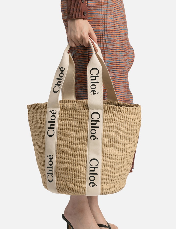 Shop Chloé Large Woody Basket In White