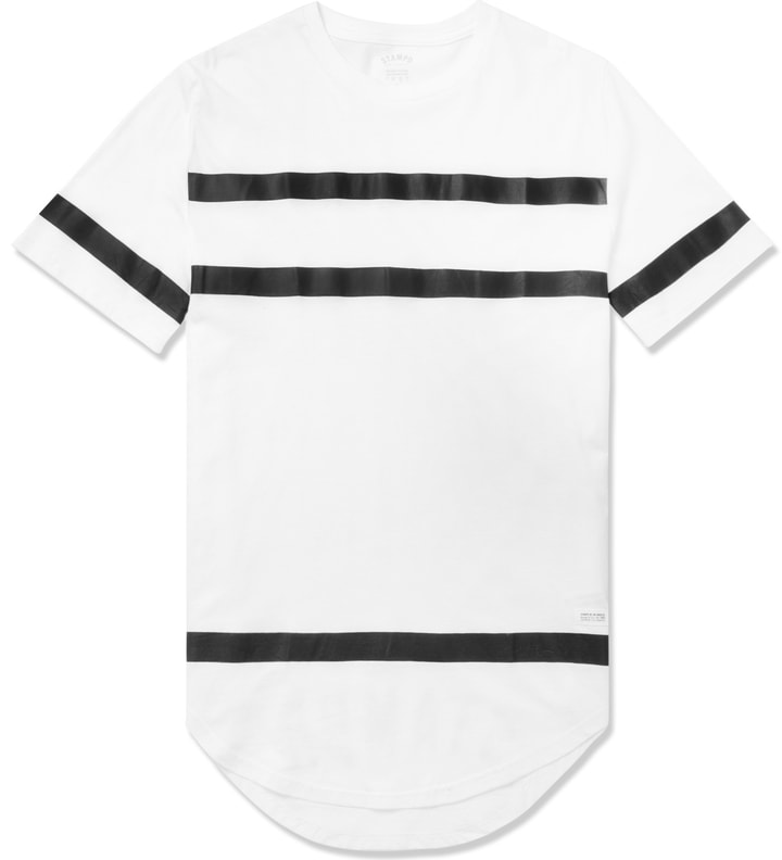 White Thin Stripe Elongated T-Shirt Placeholder Image