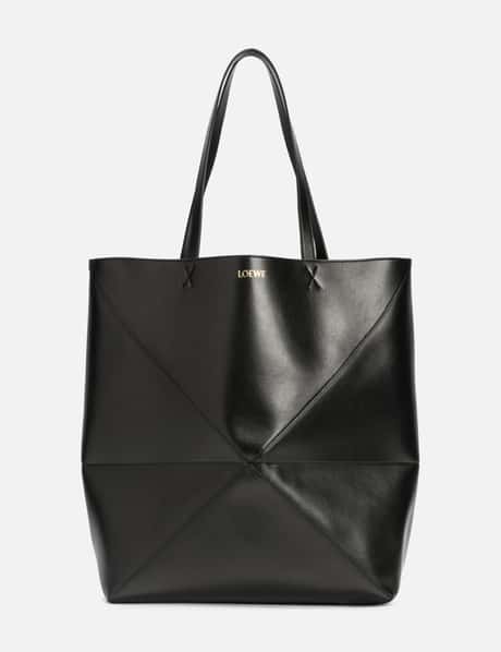Black Puzzle Fold mini leather tote bag, LOEWE