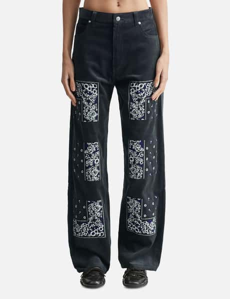 NÒMARHYTHM TEXTILE Bandana Embroidery Corduroy Pants