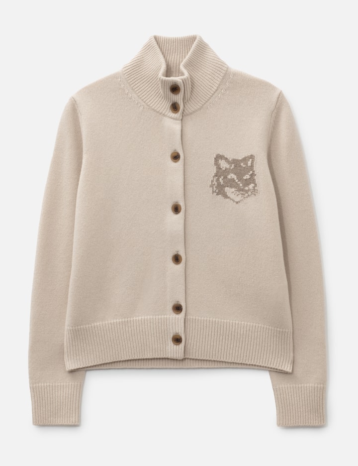 Maison Kitsuné Fox Head Intarsia Merino High Neck Cardigan