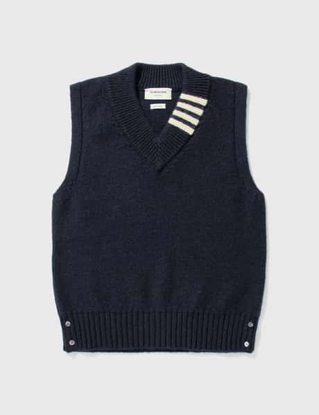 Thom Browne Jersey Stitch V-Neck Vest