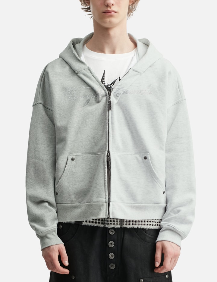 "Nyra" Two-Toned Zip-Up Hoodie With Detachable Fur Trim Hood view 7