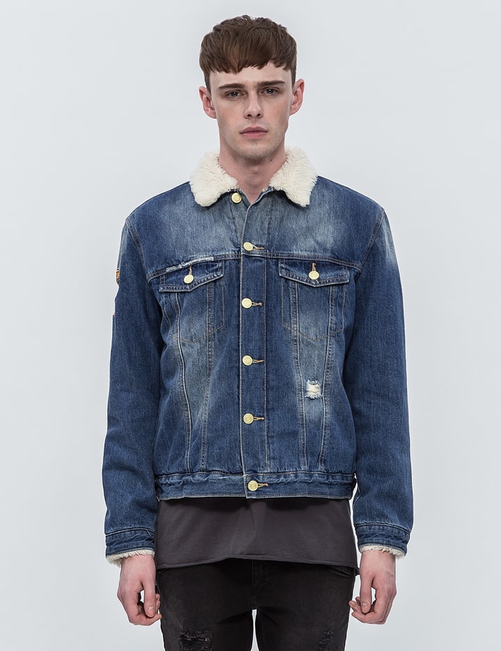 Denim Flame Trucker Jacket Placeholder Image