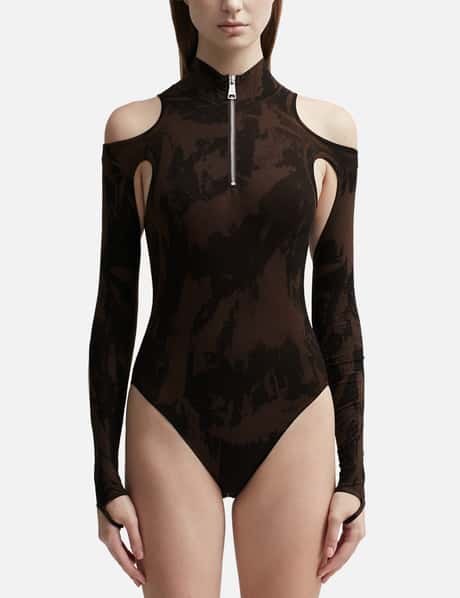 CUT-OUT PRINTED SCULPTING BODYSUIT view 14