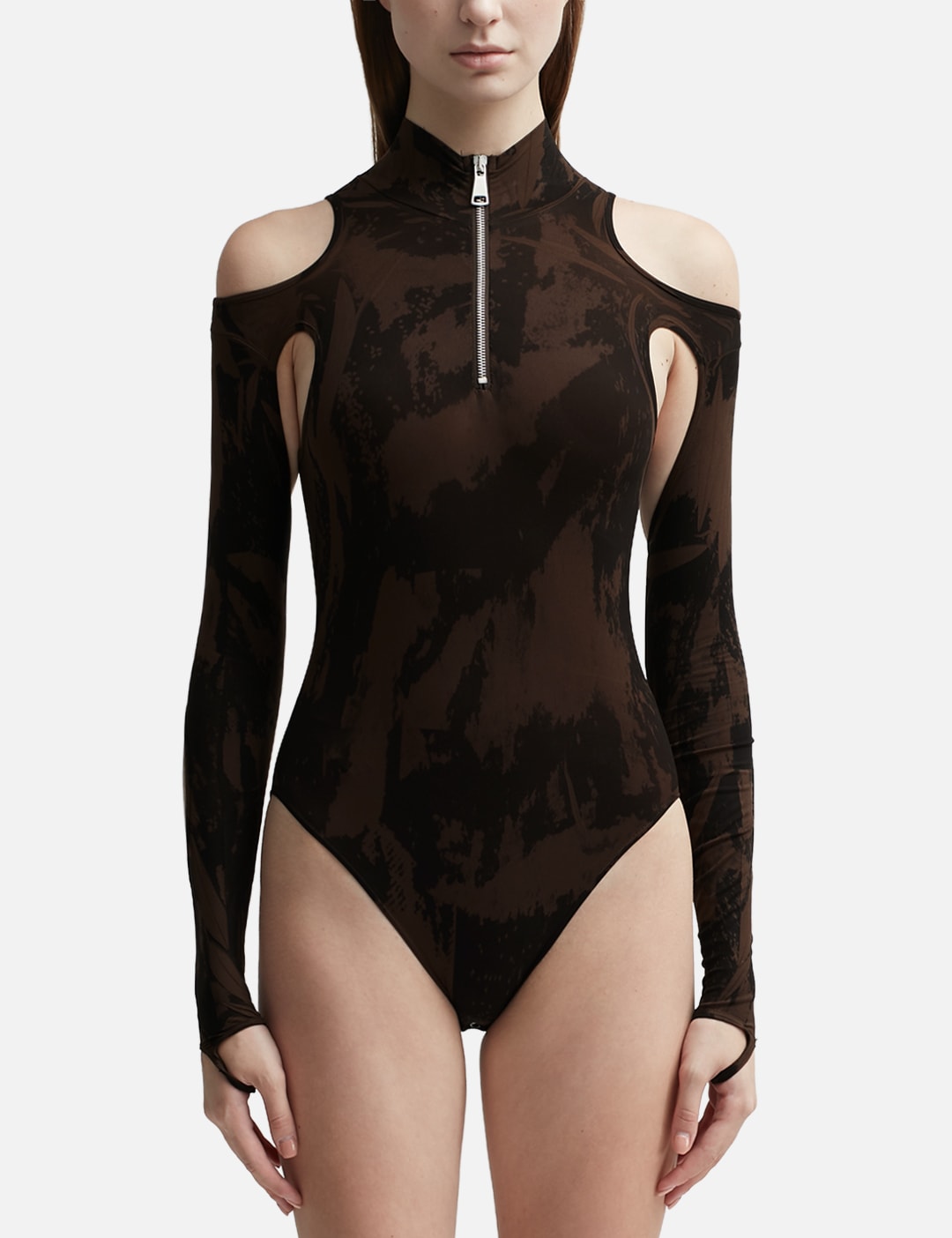 CUT-OUT PRINTED SCULPTING BODYSUIT view 20